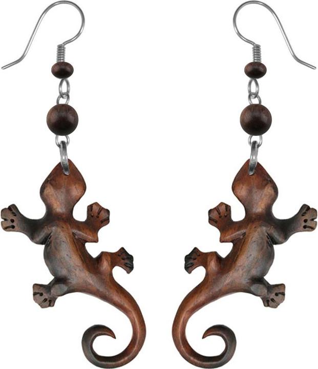 Star Piercing Ohrring Gecko aus Narra Holz (Narra Holz)