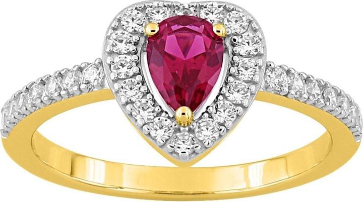 Lara Vergoldeter RING - ROTER ZIRKONIA - ZIRKONIA - HERZ - GR. 52 (52)