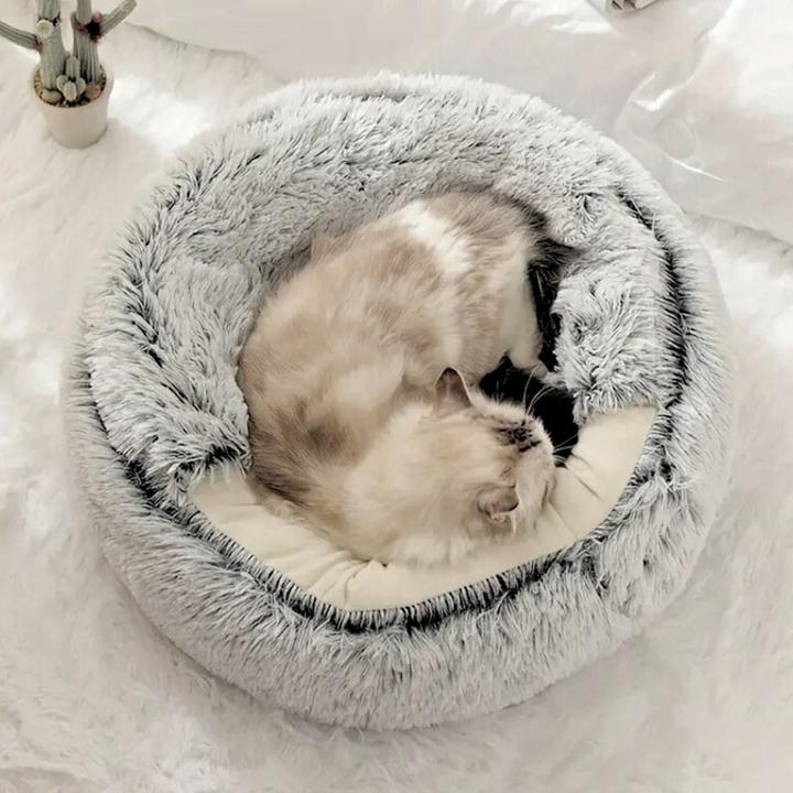 Produktbild Hermex Flauschige Katzenhöhle mit Katzenangel mit Federanhänger 10-tlg. (Katze)