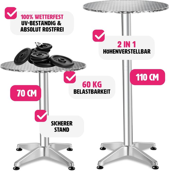 Image du produit tectake Tables de bistrot (Ø 60 x 110 cm)