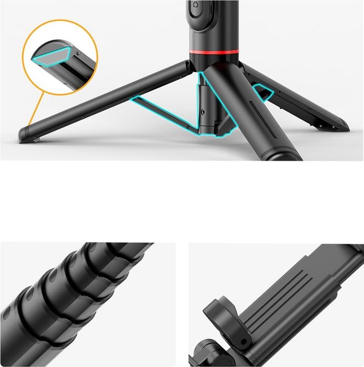 Produktbild Deltalabs Selfie Stick Tripod Stativ Halterung mit LED + Bluetooth Fernauslöser