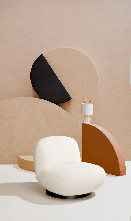 Image du produit Bizzotto Fauteuil pivotant Margot blanc boucle