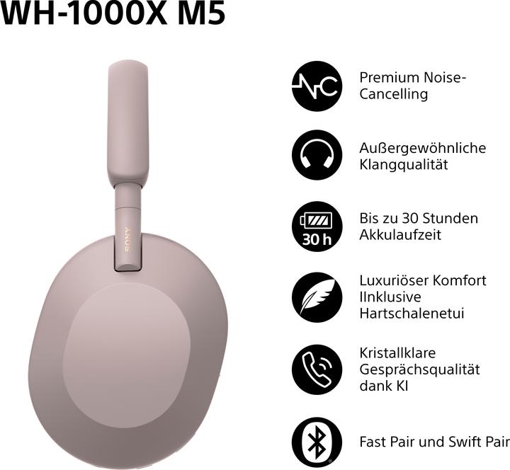 Immagine prodotto Sony WH-1000XM5 (NC, 30 h, Senza fili, Cablato)