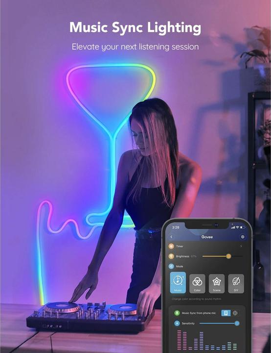 Image du produit Govee Lumière fluorescente RGBIC Rope (Multicolore, 200 cm, Intérieur)