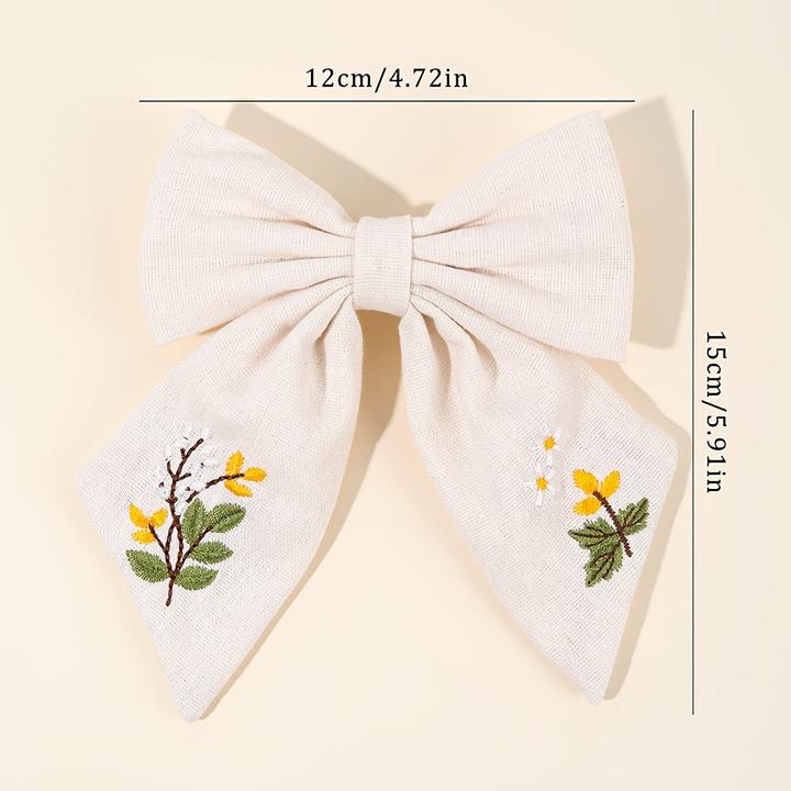 Actual product image Activity Board 1pc niedliche Blume Stickerei Schleife Haarspange, gemischte Farbe, Polyester, Mode (1 pcs.)