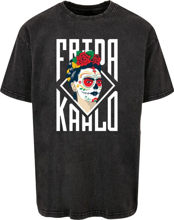 Actual product image Merchcode Frida Kahlo - Lettering Acid Washed Heavy Oversize Tee - 118081 (S)