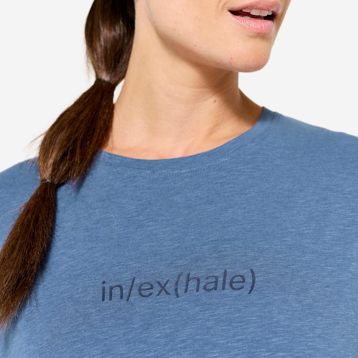 Actual product image Kimjaly Women's Short-Sleeved Yoga T-Shirt - Dark Blue (S)