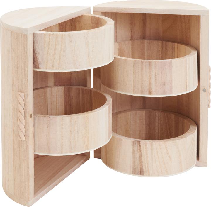 Actual product image VBS Cabinet with 4 compartments, round, raw wood, Ø approx. 15 x H 20.5 cm