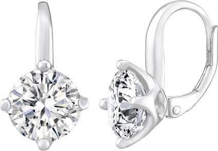 Image du produit Silvego Boucles d'oreilles en argent LILA avec zircon transparent LPS0620 - Dimension : L : (2 x 1.1 cm)