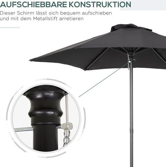 Produktbild Swisshandel24 Sonnenschirm Ø196 cm, Drehbar, Knickfunktion, sechseckig, Schwarz