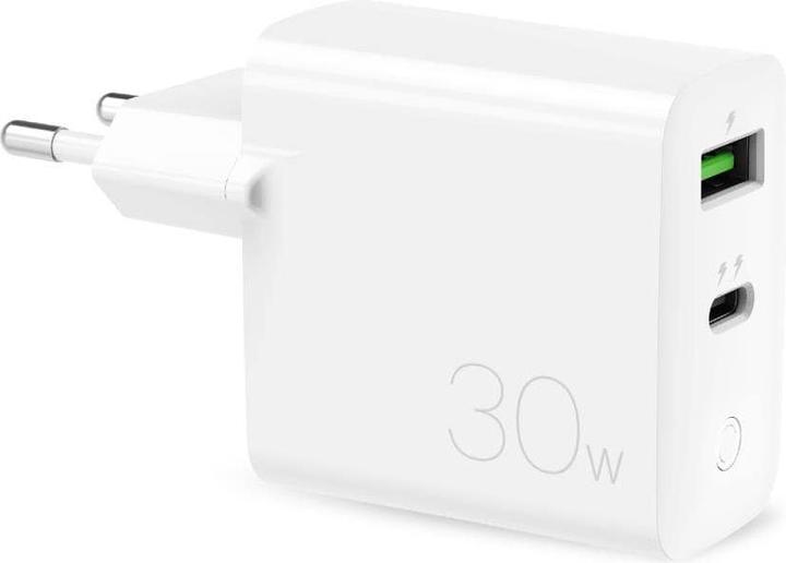 Puro Mini travel charger USB-A - USB-C, with data transfer, 30 W, white (30 W)