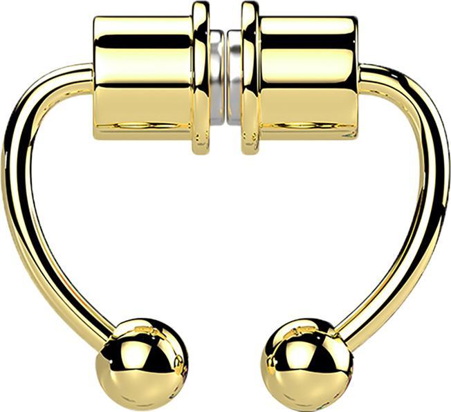 Star Piercing Fake Septum Magnet vergoldet Circular Barbell mit zwei Kugeln (Chirurgenstahl 316L in Materialstärke 1.0 mm)