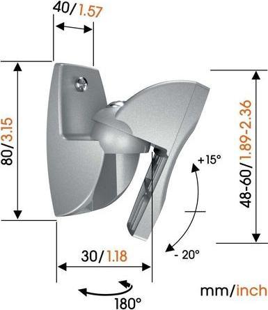 Produktbild Vogels Wandhalterung VLB 500 Silber (1 Stk., Wandmontage, Drehbar, Neigbar)