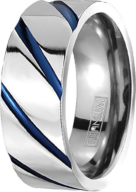 Star Piercing Ring silber gestreift blau