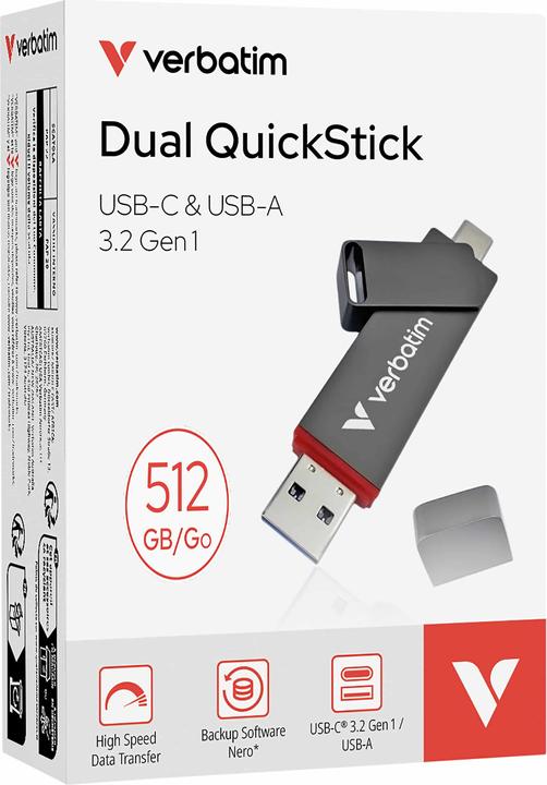 Actual product image Verbatim Dual QuickStick (512 GB, USB-A, USB-C)