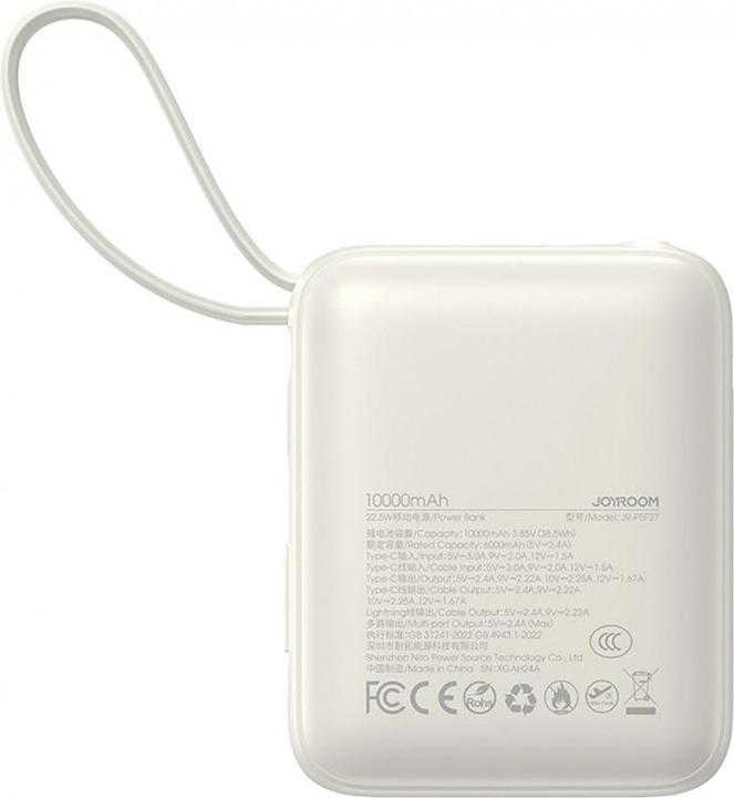 Image du produit Joyroom 22.5W Fast Charging Power Bank 10000mAh with Dual Cables - Blanc (10000 mAh, 22.50 W)