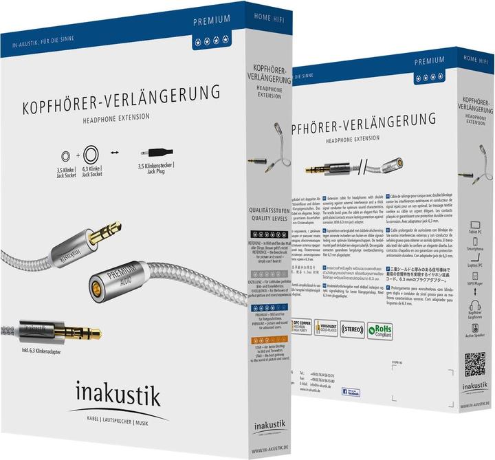 Actual product image Inakustik Premium 3.5mm Stereo Jack Extension Cable (7.50 m, 3.5mm jack (AUX))