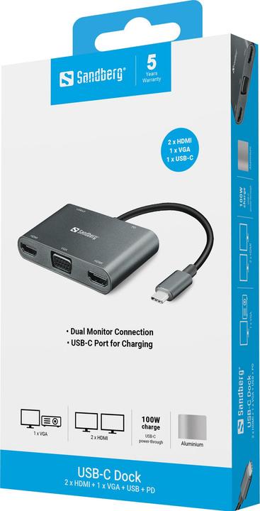 Produktbild Sandberg USB-C-Dock (USB-C, 1 Ports)