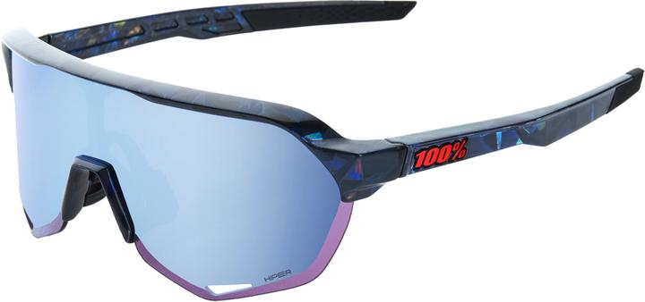 100% Brille S2 -Black Holographic -Hiper Blue Multilayer Mirror Lens (Schwarz Holographic, Eisblau)