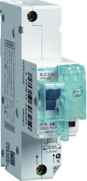 Actual product image Hager HAG HTN120E SLS switch E-20A 1p for top-hat rail