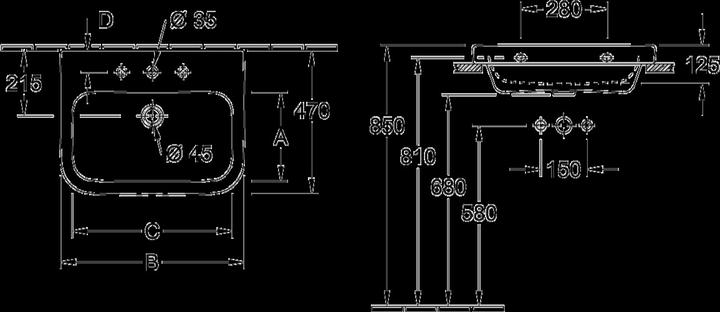 Produktbild Villeroy & Boch V&B Waschtisch ARCHITECTURA 650x470mm mit ÜL we C+ (470 mm, 650 mm)