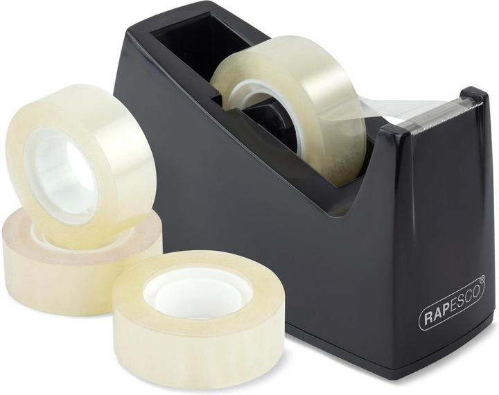 Produktbild Rapesco 300 Klebebandspender und 4 Klebebandrollen Schwarz