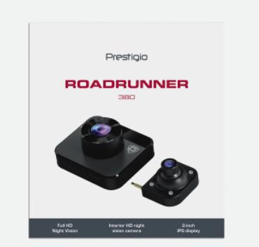 Actual product image Prestigio RoadRunner 380, 2.0" (320x240) IPS Ekranas, Dual camera: front - FHD 1920x1080@30fps, HD 1280x720@ (Night vision, Built-in display, Built-in microphone, Full HD)