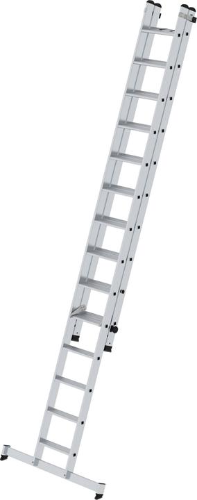 Produktbild Munk Stufen-Schiebeleiter 2-teilig mit nivello-Traverse 1x14 + 1x10 Stufen (Regalleiter, 0.64 cm)