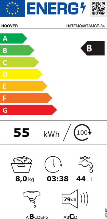 Energy Label Hoover H3TFMQ48TAMCE-84 (8 kg, Upwards)