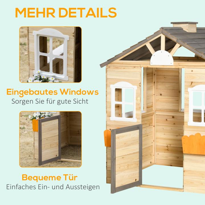 Produktbild Outsunny Kinderspielhaus mit Blumentopfhalter