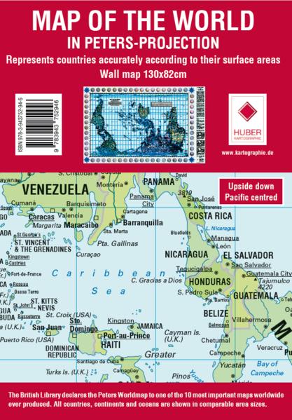 Actual product image Poster world map St Peter's projection, up-side-down English, 130x82cm