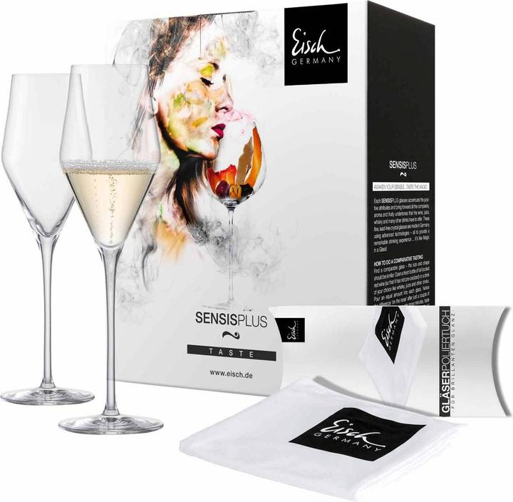 Produktbild Eisch Sky SensisPlus Champagnergläser inkl. Poliertuch (26 cl, 2 Gläser, Sektgläser)