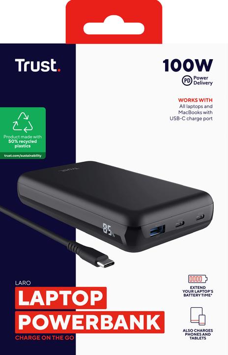 Actual product image Trust Laro 100w Laptop Powerbank (20000 mAh, 100 W, 100 Wh)