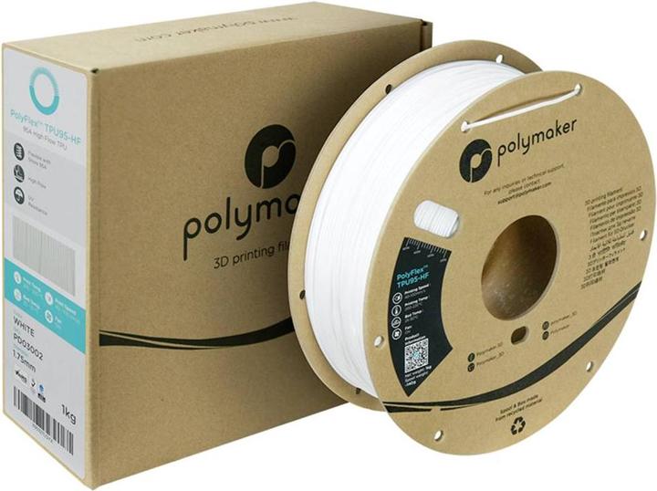 Image du produit Polymaker PolyFlex TPU-95A High Speed White 1.75mm 1kg (TPU, 1.75 mm, 1000 g, Blanc)