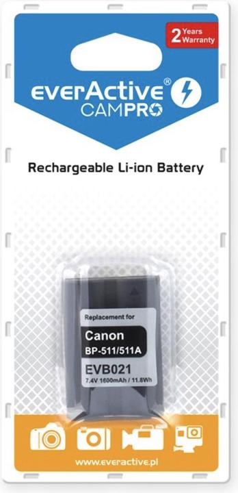 Image du produit Everactive Batterie de remplacement pour Canon BP-511 (EVB021)