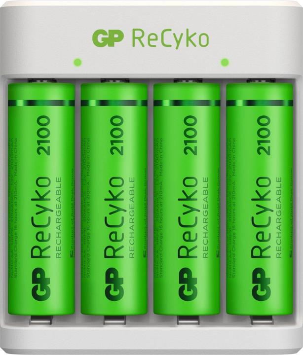 Actual product image GP Batteries ReCyko E111 4-Port USB Charger. + 4xAA 2100mAH + 4x AAA 800mAh (8 pcs., AAA, AA, 2100 mAh, Rechargeable battery)