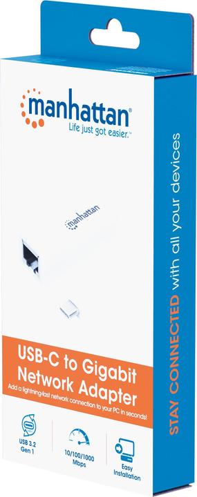 Image du produit Manhattan USB C - RJ-45, 100Base-TX (USB-C, 1 Ports)
