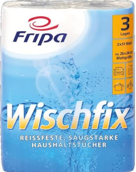 Fripa Rotolo da cucina Wischfix, 3 veli, bianco brillante (2 x)