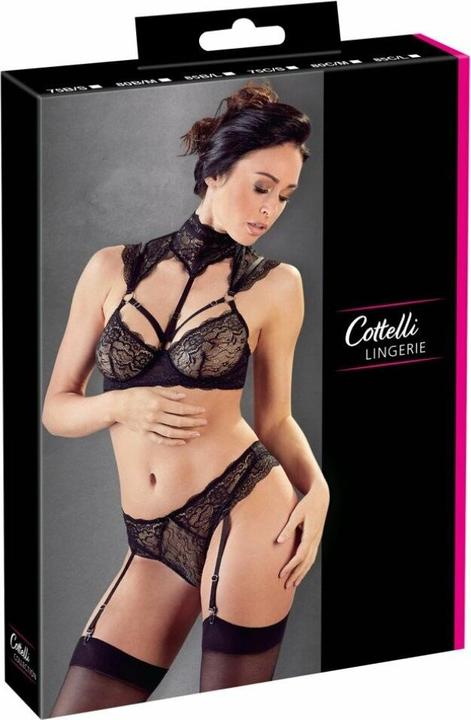 Cottelli Collection Suspender set with flower tip