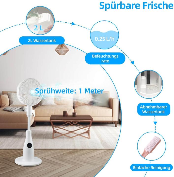 Produktbild Be Cool BE COOL Premium Standventilator mit Wasserzerstäubung (55 dB)