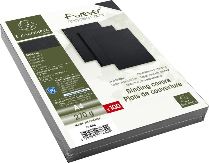 Exacompta Einbanddeckel Evercover 270 g/m², 100 Stück, Schwarz