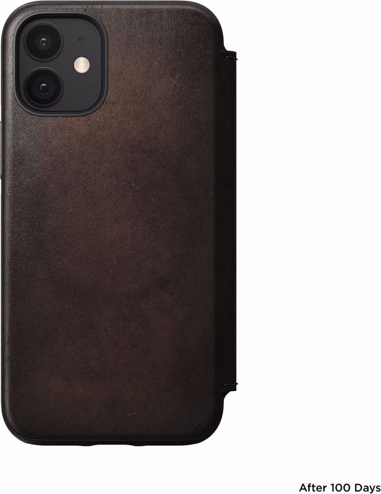 Actual product image Nomad Rugged Folio Case MagSafe Brown Leather iPhone 12 Mini (Apple iPhone 12 mini)