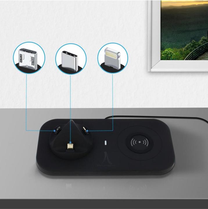 Produktbild Akashi USB-C / Lightning / Micro-USB / QI 4-in-1 Ladestation (10 W)