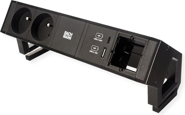 Actual product image Bachmann DESK2 2xUTE 1xCM 1xUSB A/C 22W noir (2 x, CEE 7/5, 0.20 m)