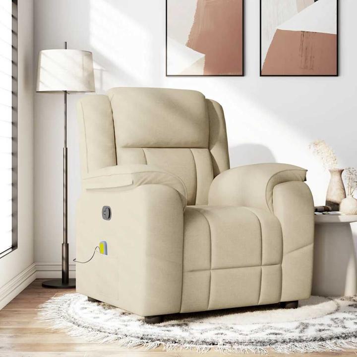 Immagine prodotto VidaXL Poltrona massaggiante in tessuto crema poltrona massaggiante TV poltrona con funzione massaggio
