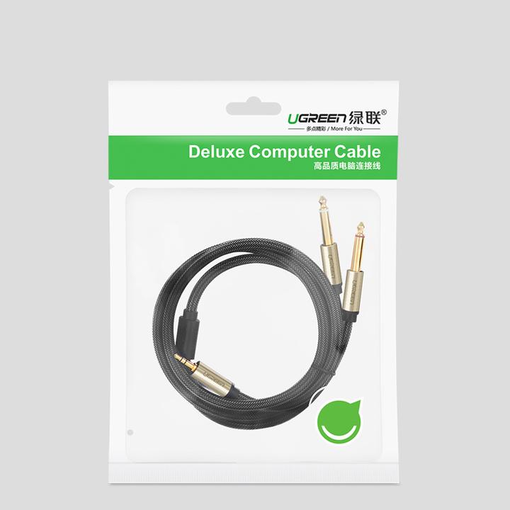 Actual product image Ugreen 3.5 mm jack - 2x 6.35 mm jack (1 m, 6.3mm jack, 3.5mm jack (AUX))