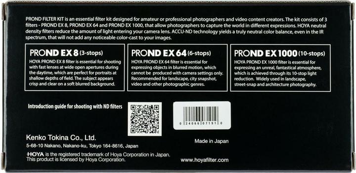 Actual product image Hoya PRO ND EX Filter Kit 8/64/1000 (58 mm, Neutral density filter, 58 mm)