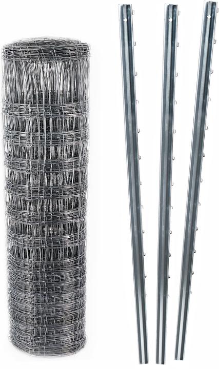 Produktbild Aquagart 300m Wildzaun Forstzaun Weidezaun Knotengeflecht 150/19/15+ Z-Profil Zaunpfosten