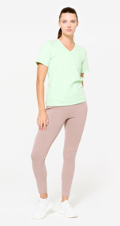 Image du produit Domyos T-shirt col V fitness en coton femme, vert sorbet (XXL)