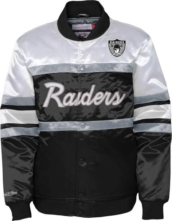 Actual product image Mitchell & Ness M&N Heavyweight Satin Veste - SCRIPT Oakland Raiders (M)